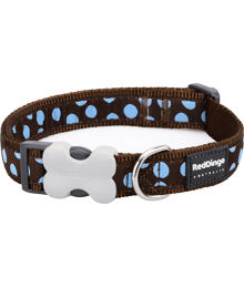 Dog Collar 12 mm x 20-32 cm – Blue Spots on Brown