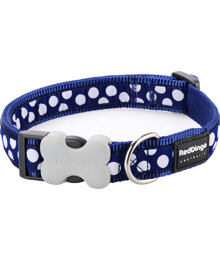 Dog Collar 25 mm x 41-63 cm– White Spots on Navy