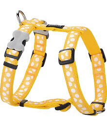 Dog Harness 25 mm x 56-80 cm-White Spots on Yellow