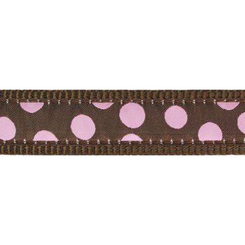 Dog Collar 25 mm x 41-63 cm – Pink Spots on Brown