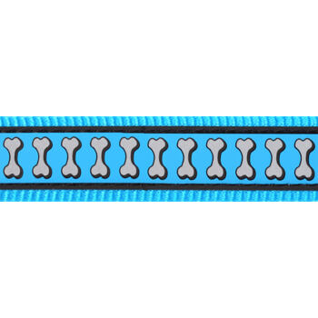 Dog Lead 15 mm x 1,8 m – Refl. Bones Turquoise