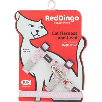 Cat Harnees & Lead - Reflective Ziggy Pink