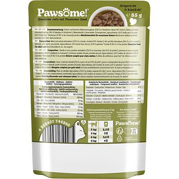 Šťavnaté kousky s treskou a spirulinou v lahodné omáčce tvoří kompletní krmivo, na kterém si pochutnají dospělé kočky všech plemen. Neobsahuje obiloviny ani přidaný cukr a je obohaceno o taurin a čekankový inulin.